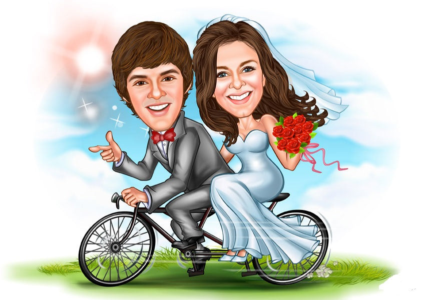 Par tema186 (2 personer) - karikaturtegning efter dine fotos - Just Karikatur