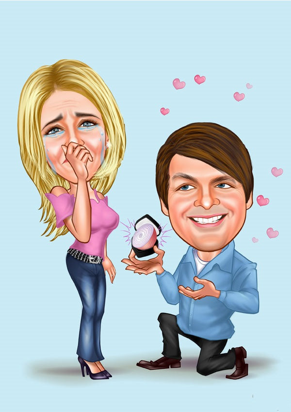 Par tema40 (2 personer) - karikaturtegning efter dine fotos - Just Karikatur