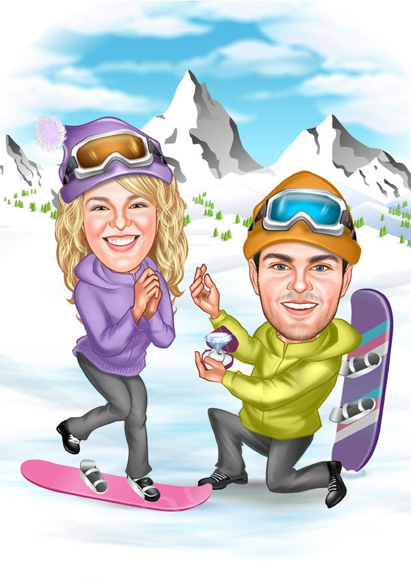 Par tema36 (2 personer) - karikaturtegning efter dine fotos - Just Karikatur