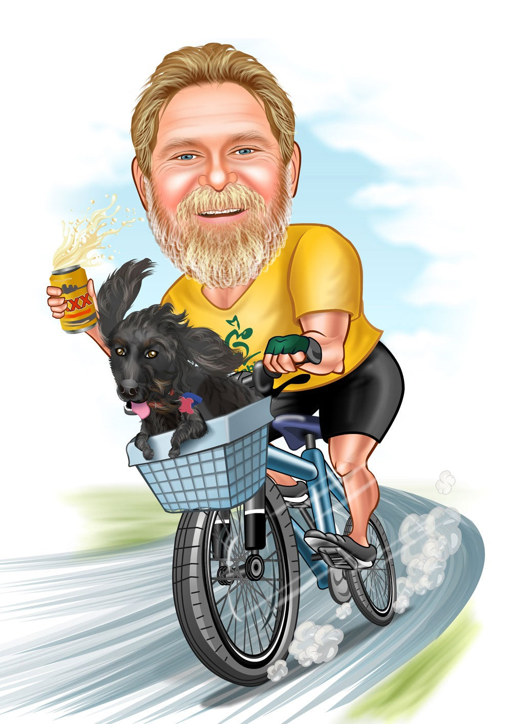 Til ham tema36 (1 person) - karikaturtegning efter dine fotos - Just Karikatur