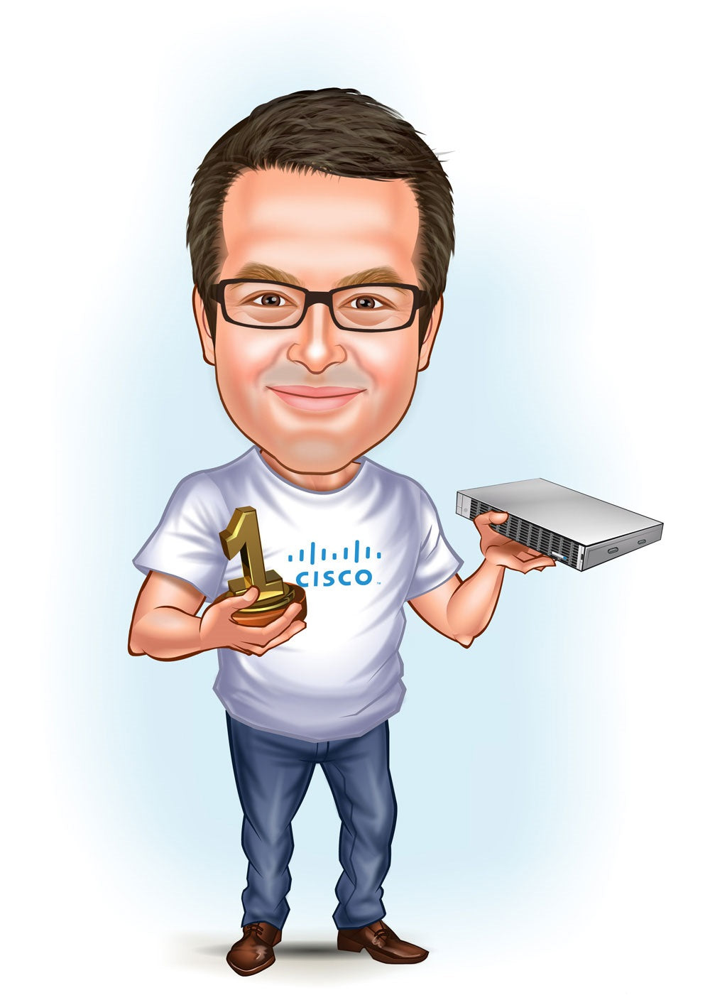 Virksomhed tema78 (1 person) - karikaturtegning efter dine fotos - Just Karikatur