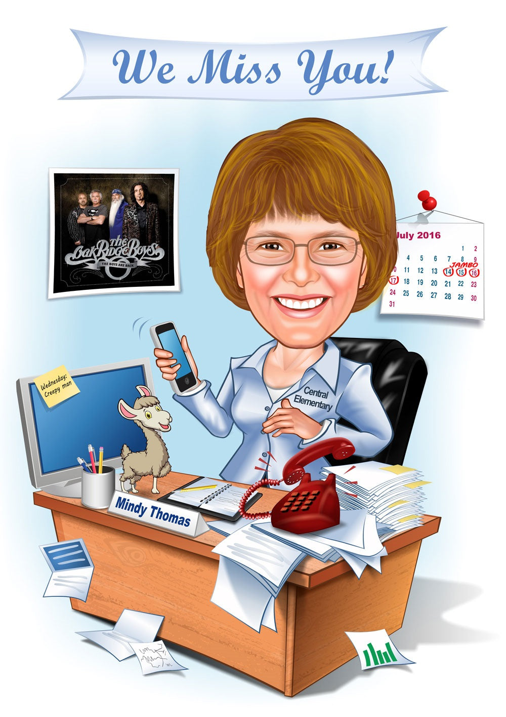 Jubilæum & Afsked tema12 (1 person) - karikaturtegning efter dine fotos - Just Karikatur