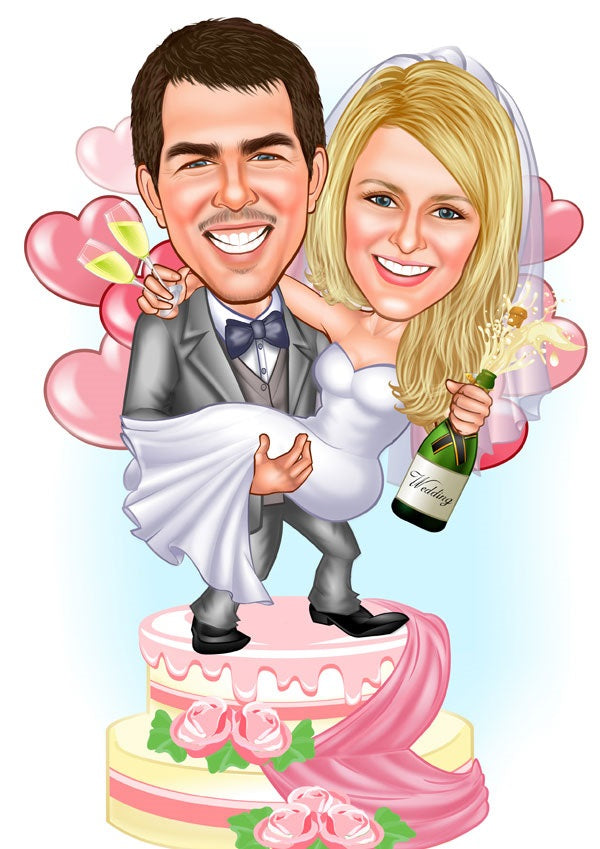 Par tema33 (2 personer) - karikaturtegning efter dine fotos - Just Karikatur