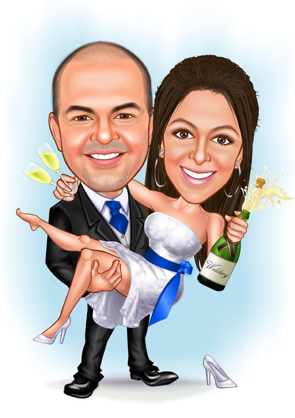 Par tema32 (2 personer) - karikaturtegning efter dine fotos - Just Karikatur