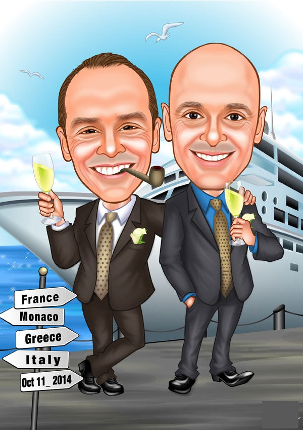 Par tema172 (2 personer) - karikaturtegning efter dine fotos - Just Karikatur