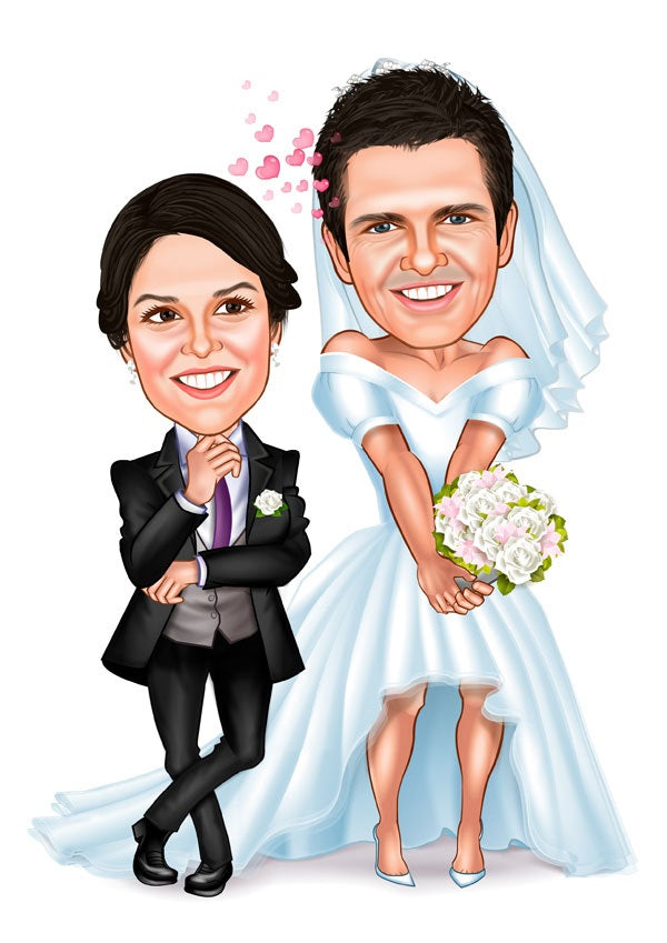 Par tema31 (2 personer) - karikaturtegning efter dine fotos - Just Karikatur