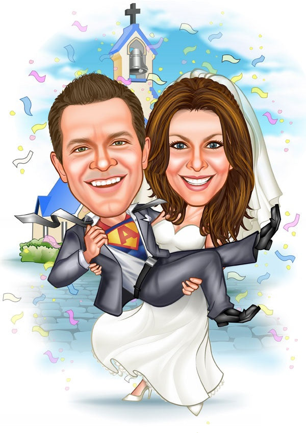 Par tema29 (2 personer) - karikaturtegning efter dine fotos - Just Karikatur