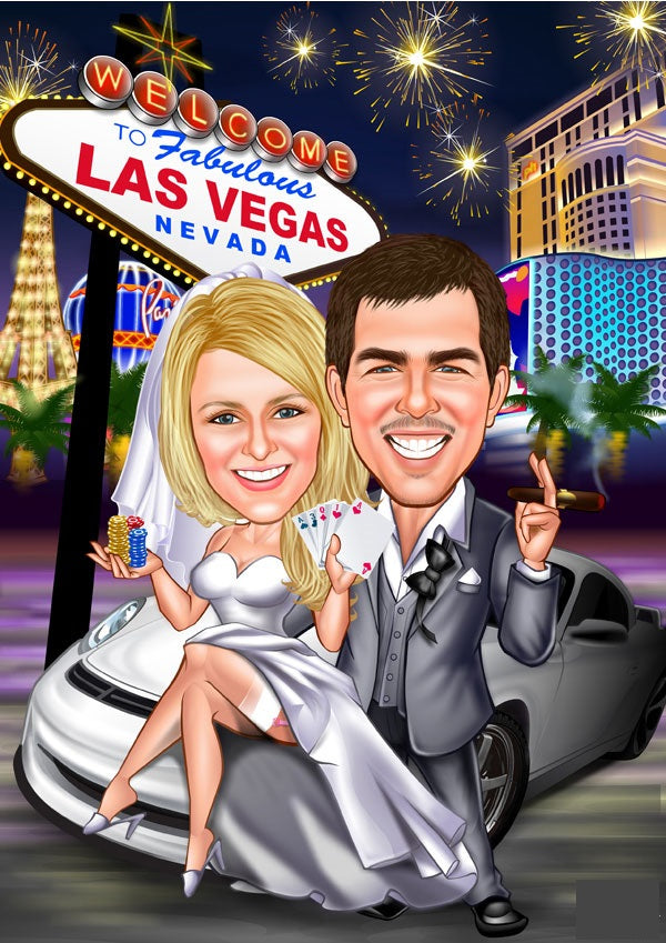 Par tema27 (2 personer) - karikaturtegning efter dine fotos - Just Karikatur