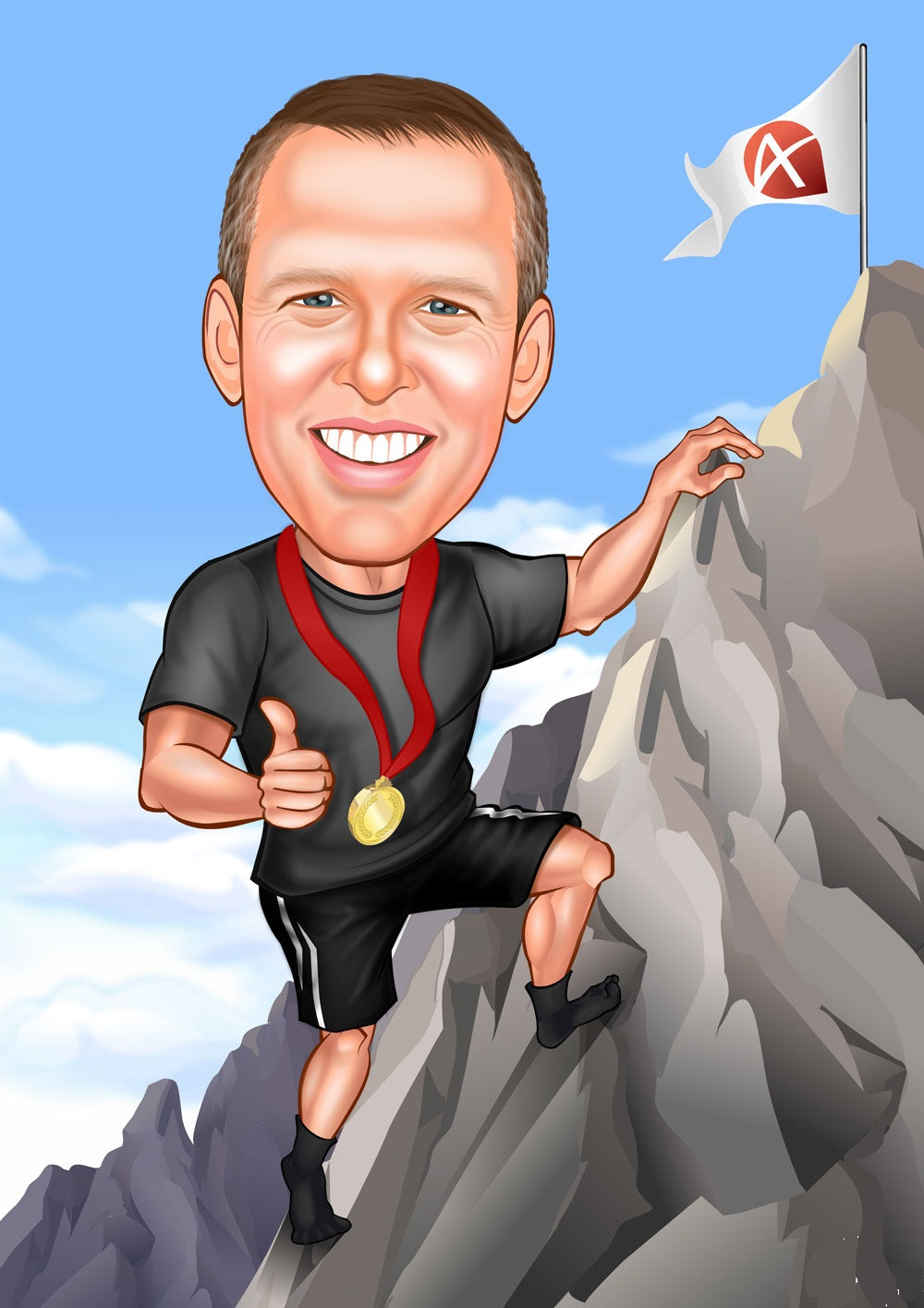 Sports tema15 (1 person) - karikaturtegning efter dine fotos - Just Karikatur