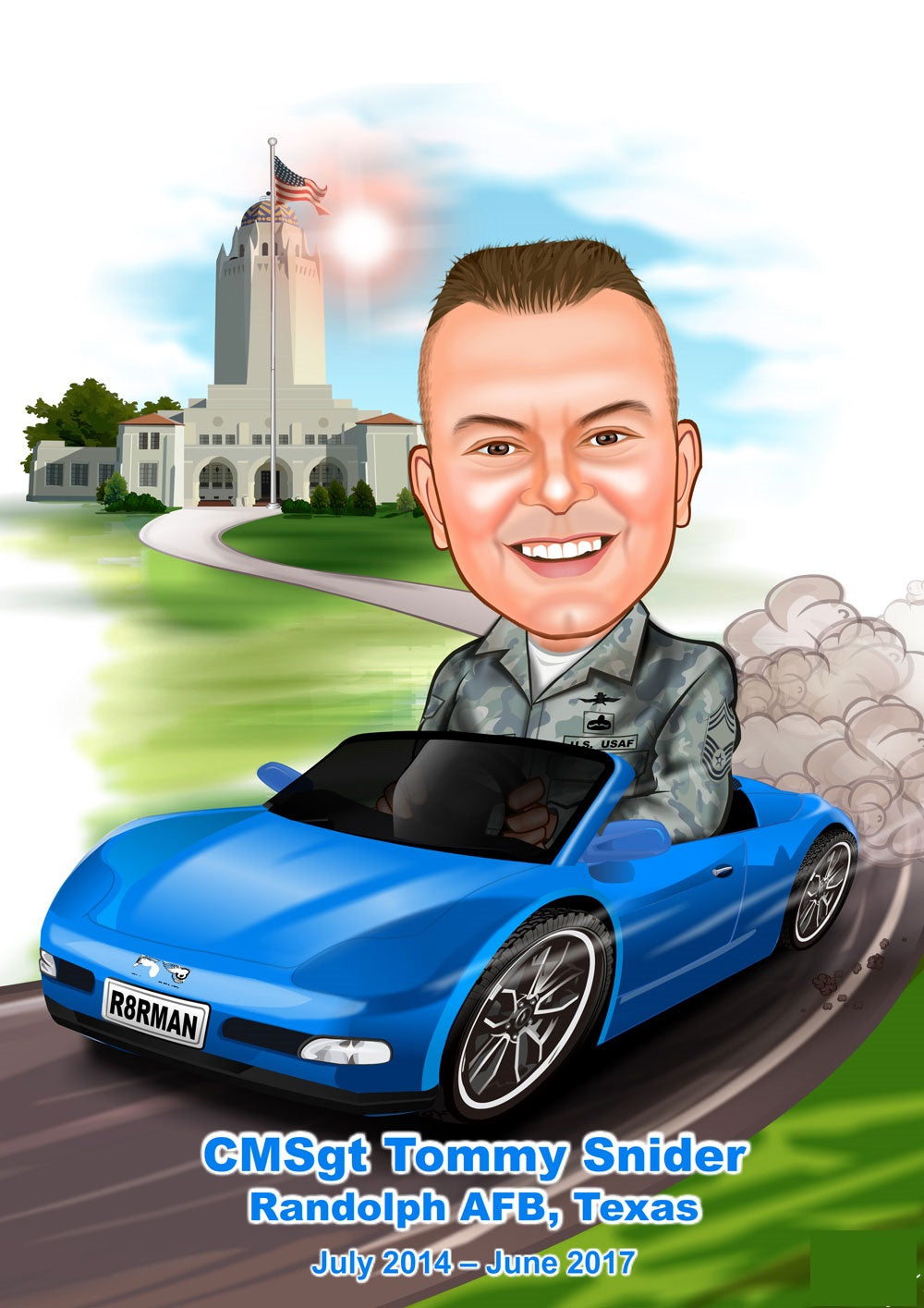 Politi & Militær tema41 (1 person) - karikaturtegning efter dine fotos - Just Karikatur