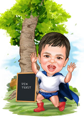 Børn tema29 (1 person) - karikaturtegning efter dine fotos - Just Karikatur