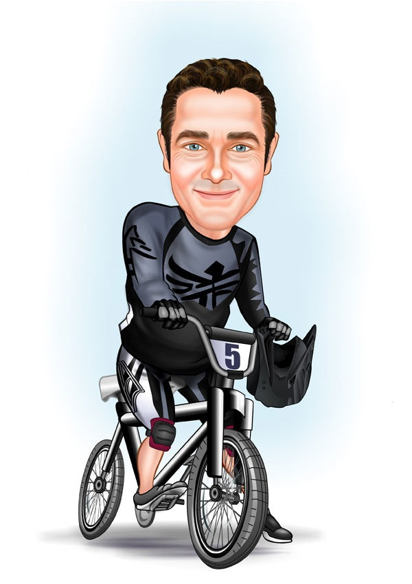 Sports tema33 (1 person) - karikaturtegning efter dine fotos - Just Karikatur