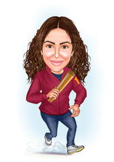 Sports tema6 (1 person) - karikaturtegning efter dine fotos - Just Karikatur