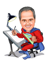 Håndværker tema15 (1 person) - karikaturtegning efter dine fotos - Just Karikatur