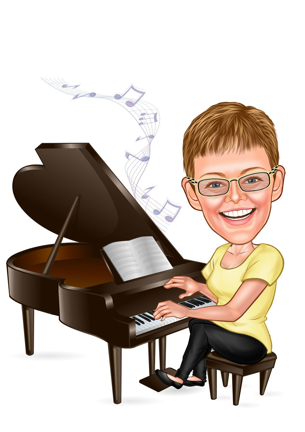 Musik & Dans tema6 (1 person) - karikaturtegning efter dine fotos - Just Karikatur