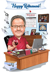 Jubilæum & Afsked tema41 (1 person) - karikaturtegning efter dine fotos - Just Karikatur