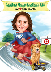 Jubilæum & Afsked tema9 (1 person) - karikaturtegning efter dine fotos - Just Karikatur