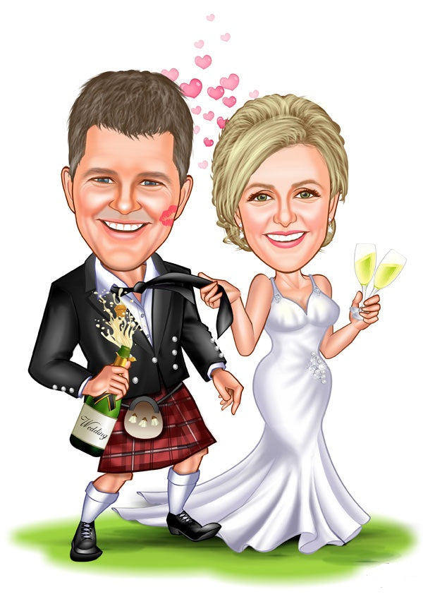 Par tema22 (2 personer) - karikaturtegning efter dine fotos - Just Karikatur