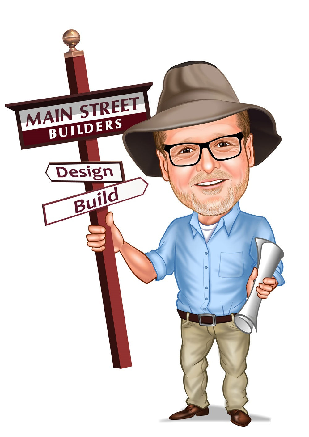 Håndværker tema14 (1 person) - karikaturtegning efter dine fotos - Just Karikatur