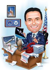 Politi & Militær tema11 (1 person) - karikaturtegning efter dine fotos - Just Karikatur