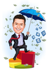 Virksomhed tema22 (1 person) - karikaturtegning efter dine fotos - Just Karikatur