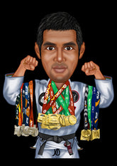 Sports tema4 (1 person) - karikaturtegning efter dine fotos - Just Karikatur