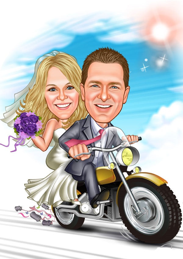 Par tema18 (2 personer) - karikaturtegning efter dine fotos - Just Karikatur