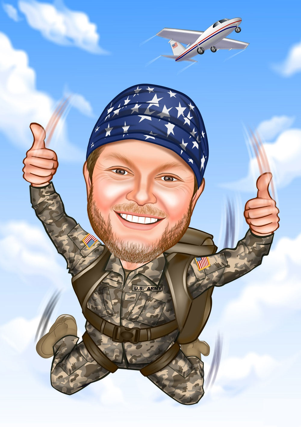 Politi & Militær tema36 (1 person) - karikaturtegning efter dine fotos - Just Karikatur