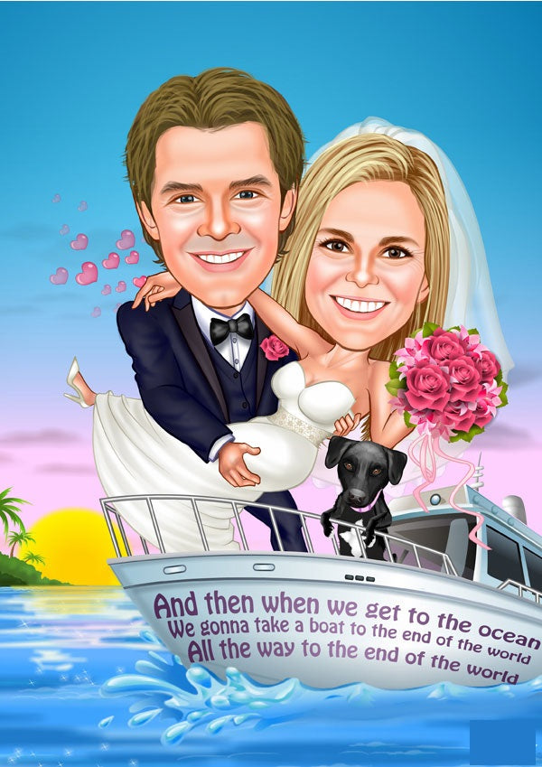 Par tema17 (2 personer) - karikaturtegning efter dine fotos - Just Karikatur