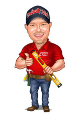 Håndværker tema13 (1 person) - karikaturtegning efter dine fotos - Just Karikatur