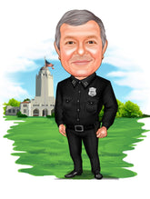 Politi & Militær tema8 (1 person) - karikaturtegning efter dine fotos - Just Karikatur