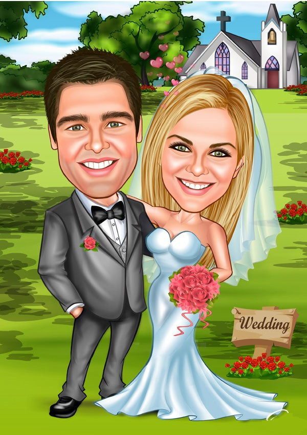 Par tema16 (2 personer) - karikaturtegning efter dine fotos - Just Karikatur