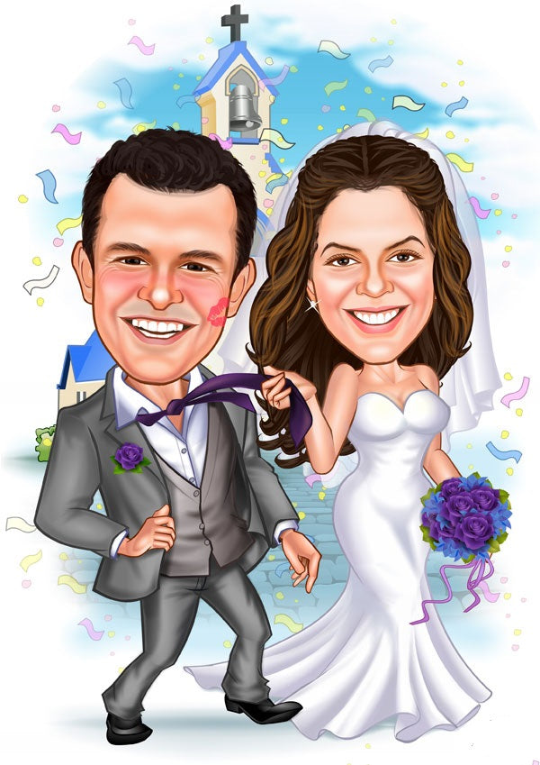 Par tema15 (2 personer) - karikaturtegning efter dine fotos - Just Karikatur