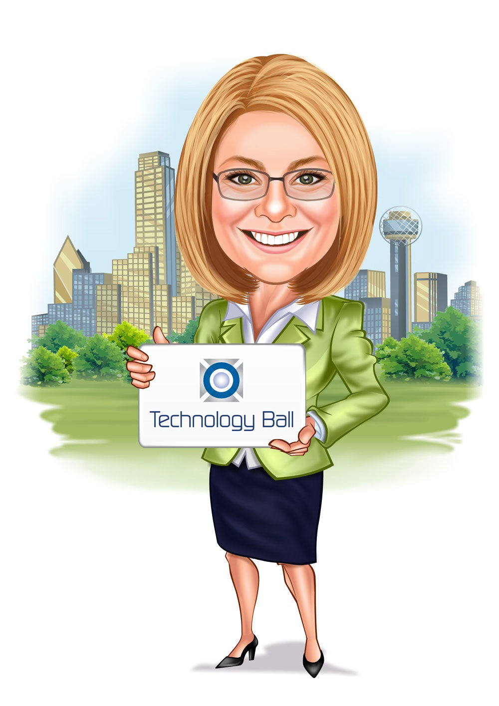 Virksomhed tema66 (1 person) - karikaturtegning efter dine fotos - Just Karikatur