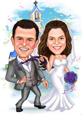 Par tema15 (2 personer) - karikaturtegning efter dine fotos - Just Karikatur