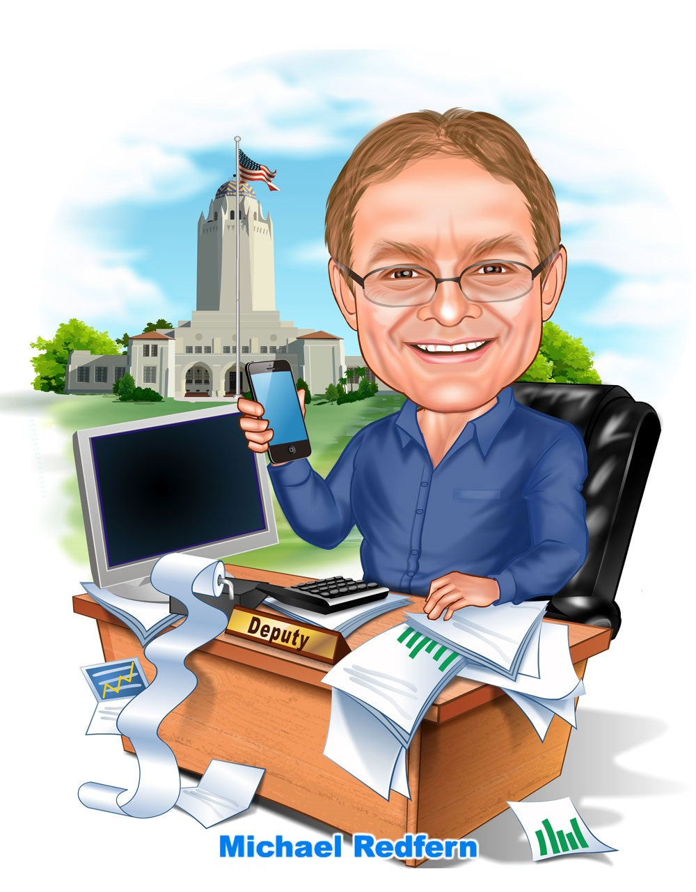 Politi & Militær tema9 (1 person) - karikaturtegning efter dine fotos - Just Karikatur