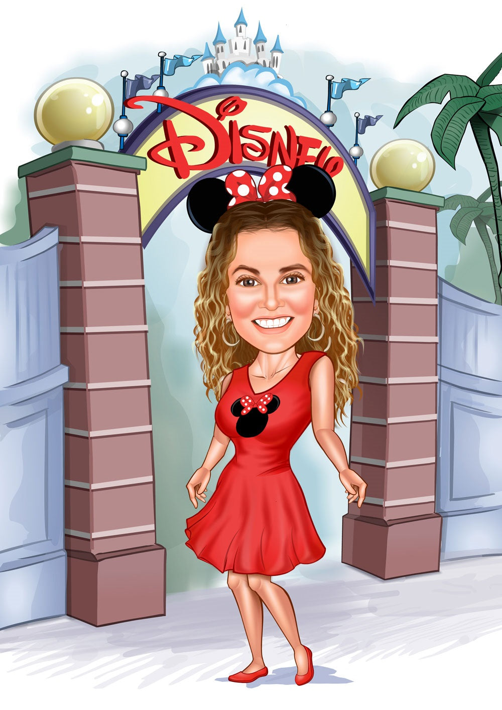 Rejse tema31 (1 person) - karikaturtegning efter dine fotos - Just Karikatur