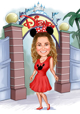 Rejse tema31 (1 person) - karikaturtegning efter dine fotos - Just Karikatur