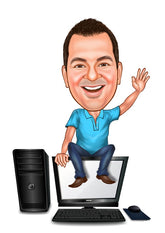 Arbejde & Erhverv tema70 (1 person) - karikaturtegning efter dine fotos - Just Karikatur