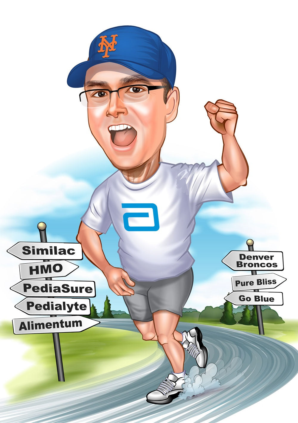 Jubilæum & Afsked tema39 (1 person) - karikaturtegning efter dine fotos - Just Karikatur