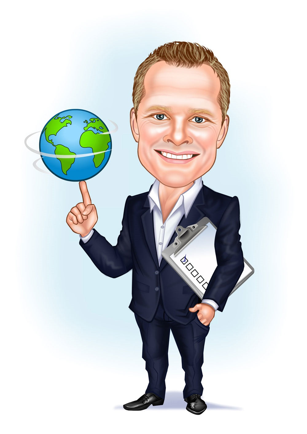 Virksomhed tema99 (1 person) - karikaturtegning efter dine fotos - Just Karikatur