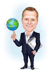 Virksomhed tema99 (1 person) - karikaturtegning efter dine fotos - Just Karikatur