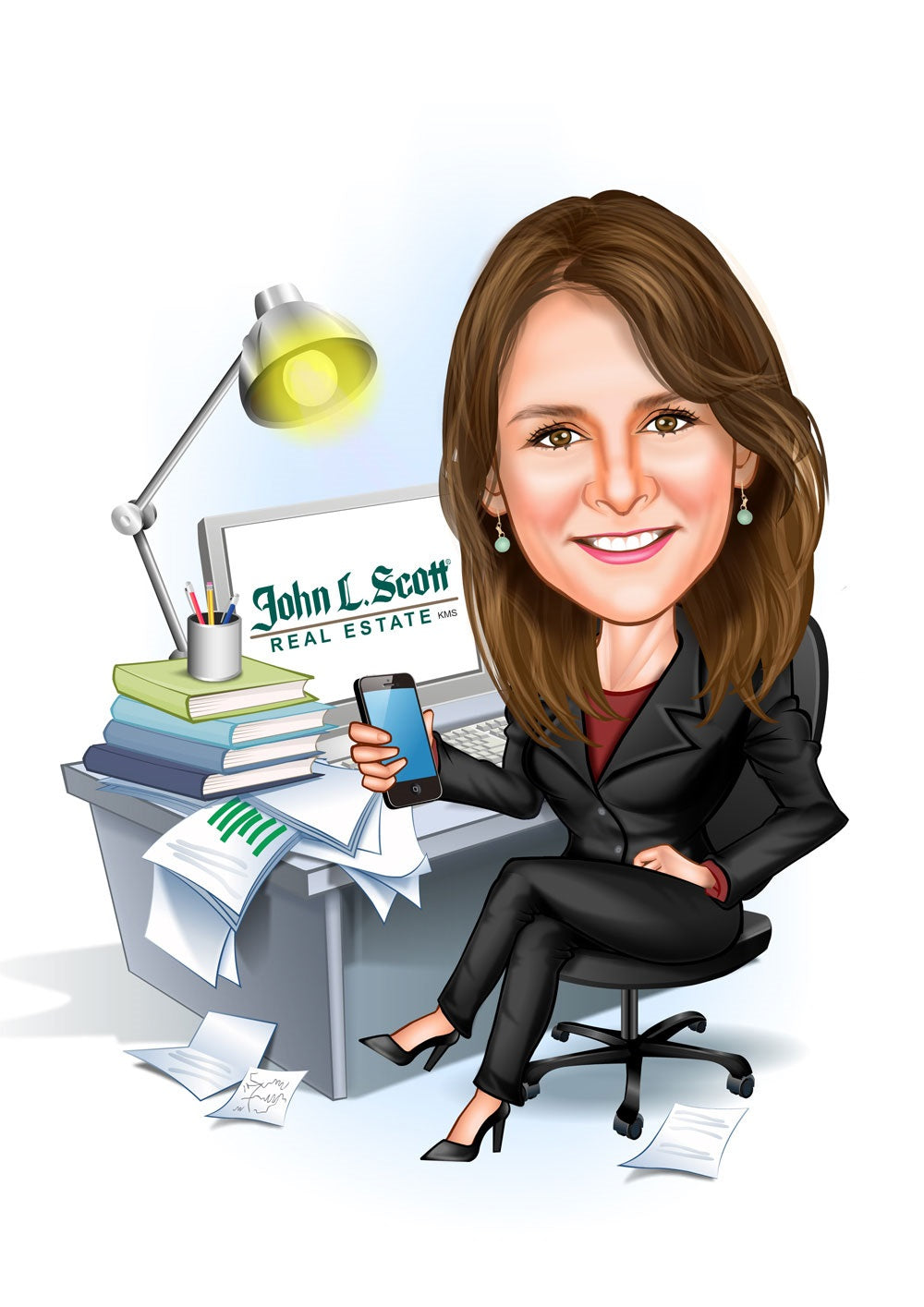 Virksomhed tema98 (1 person) - karikaturtegning efter dine fotos - Just Karikatur