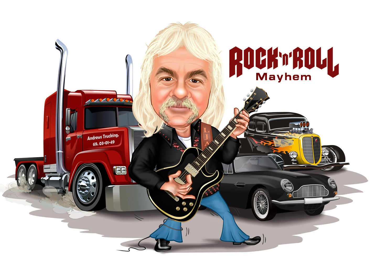 Til ham tema63 (1 person) - karikaturtegning efter dine fotos - Just Karikatur