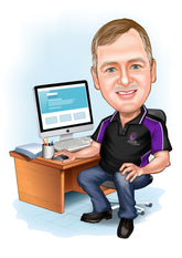 Virksomhed tema93 (1 person) - karikaturtegning efter dine fotos - Just Karikatur