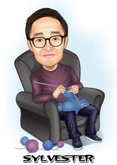 Til ham tema21 (1 person) - karikaturtegning efter dine fotos - Just Karikatur