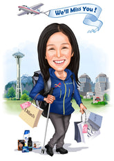 Jubilæum & Afsked tema8 (1 person) - karikaturtegning efter dine fotos - Just Karikatur