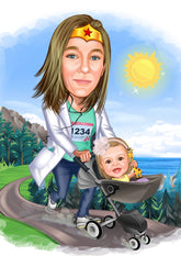 Medicinsk tema14 (1 person) - karikaturtegning efter dine fotos - Just Karikatur