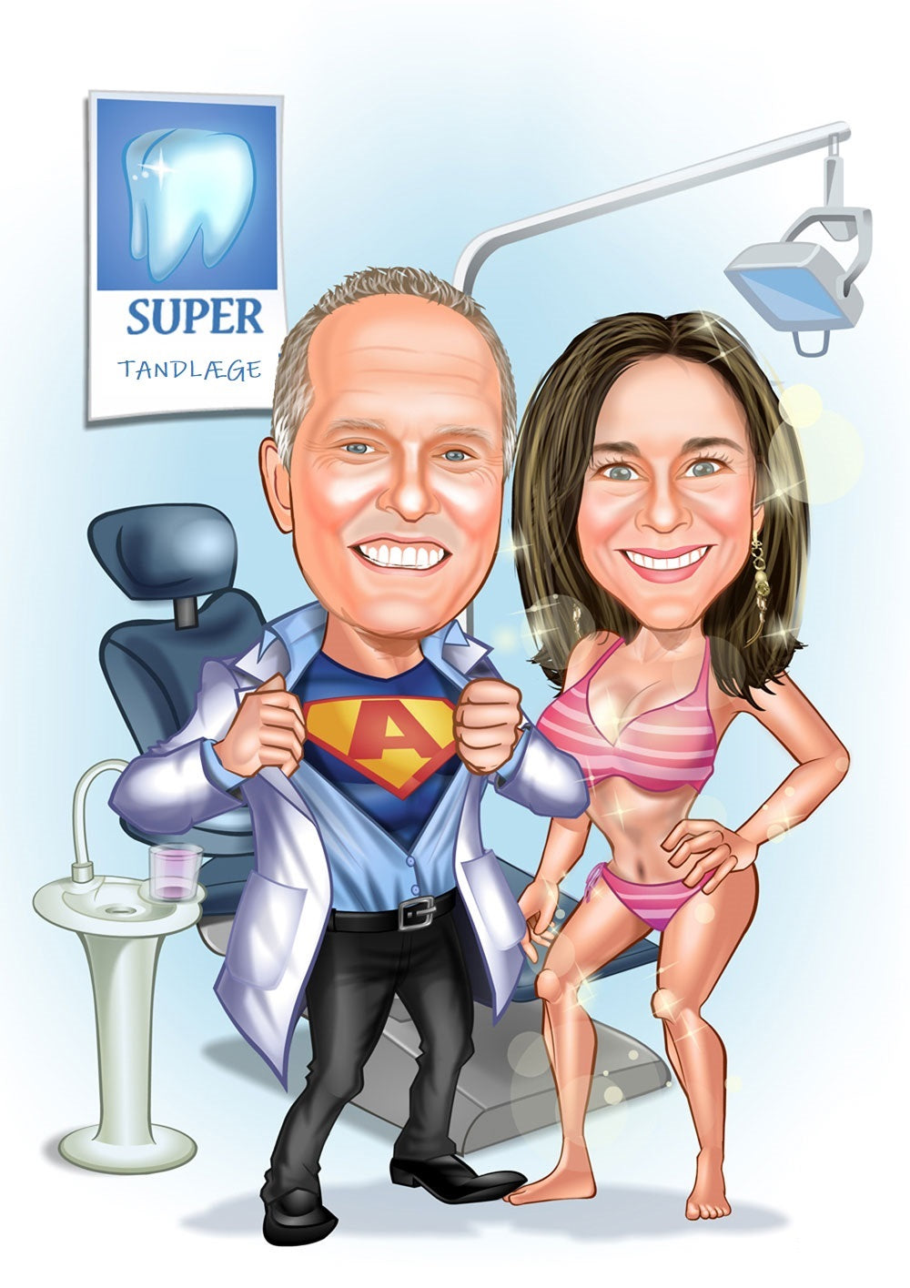 Par tema130 (2 personer) - karikaturtegning efter dine fotos - Just Karikatur