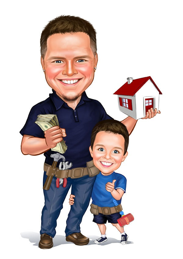 Par tema152 (2 personer) - karikaturtegning efter dine fotos - Just Karikatur